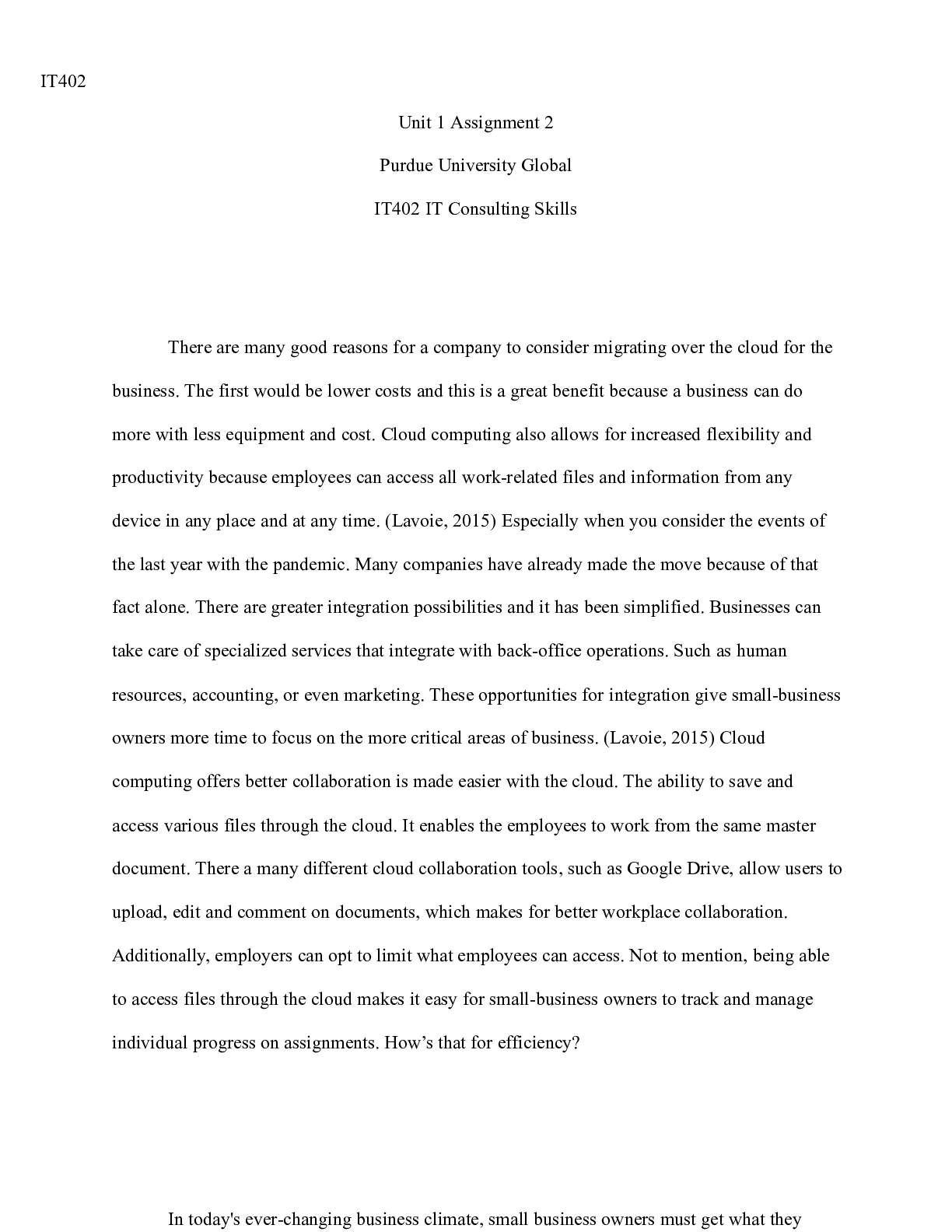 Preview image of IT402 Unit 1 Assignment 2 .docx  IT402  Unit 1 Assignment 2  Purdue University Global IT40 document